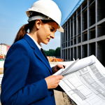 **

"A professional female architect in a modest business attire, reviewing blueprints on a construction site in Warsaw, Poland, fully clothed, appropriate content, safe for work, perfect anatomy, natural proportions, architectural photography, high quality."

**